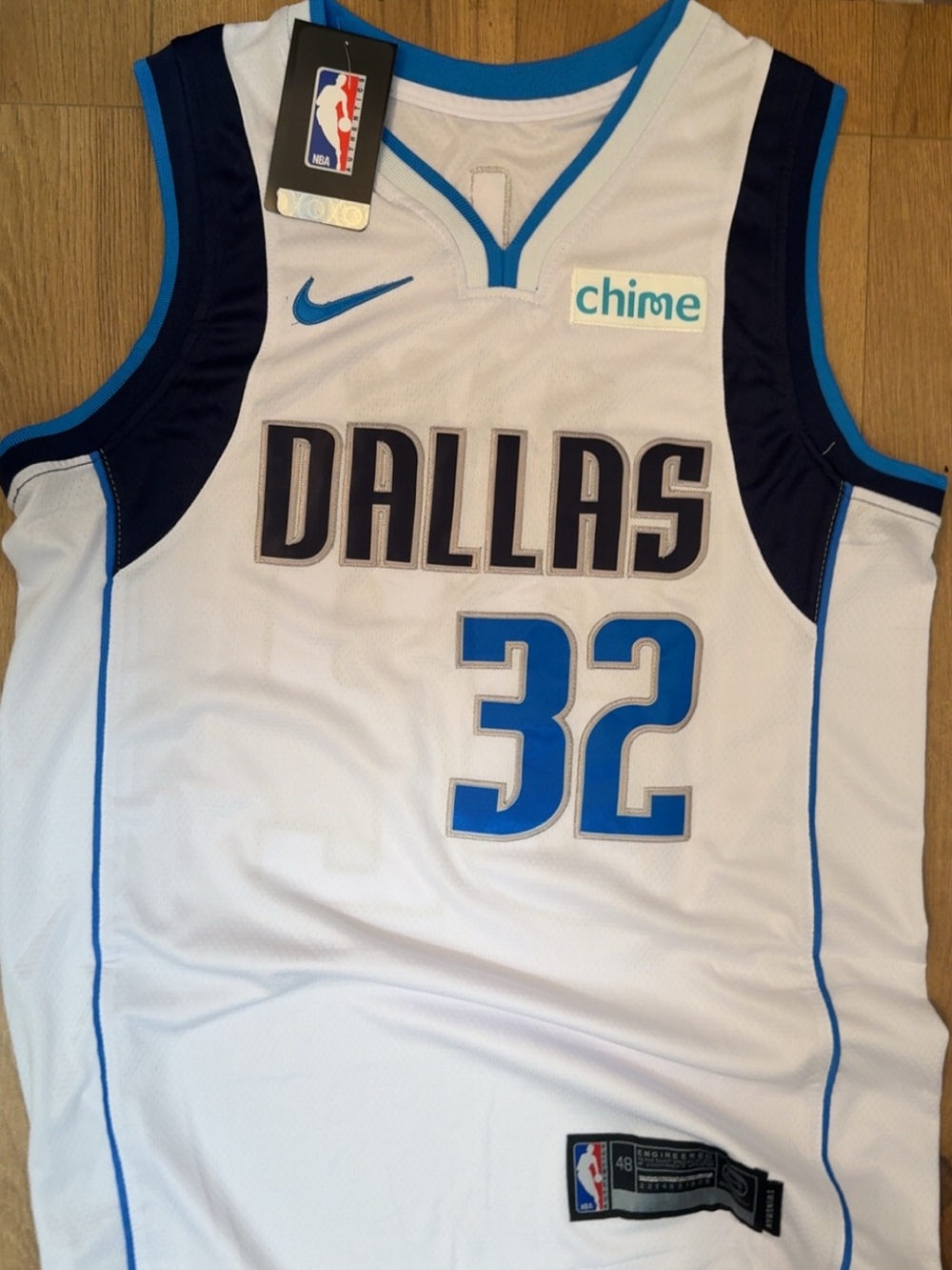 Nike White, Blue & Navy Dallas Basketball Jersey #32